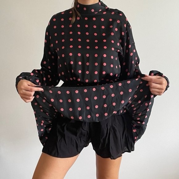 Zara basic polka dot silky button sleeve flounce/ ruffle dress ❤️ - Picture 3 of 9